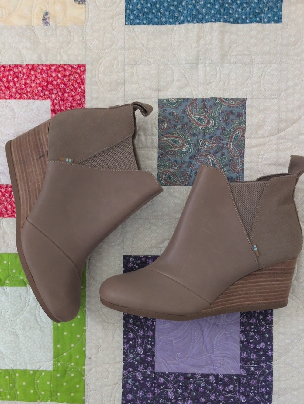 Toms Taupe Wedge Ankle Booties